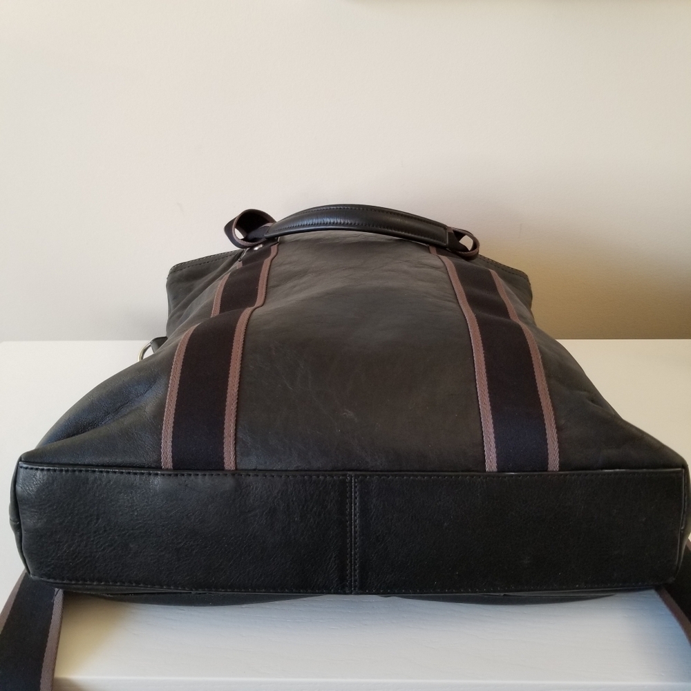 Coach Heritage Web Leather Foldover Tote Unisex - Picture 7 of 16